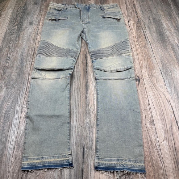 Balmain blue ribbed detail denim jeans size 30 - Picture 1 of 13